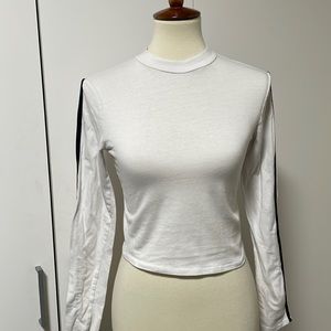 HEART & HIPS * Size Medium * White Top with stripe down arm